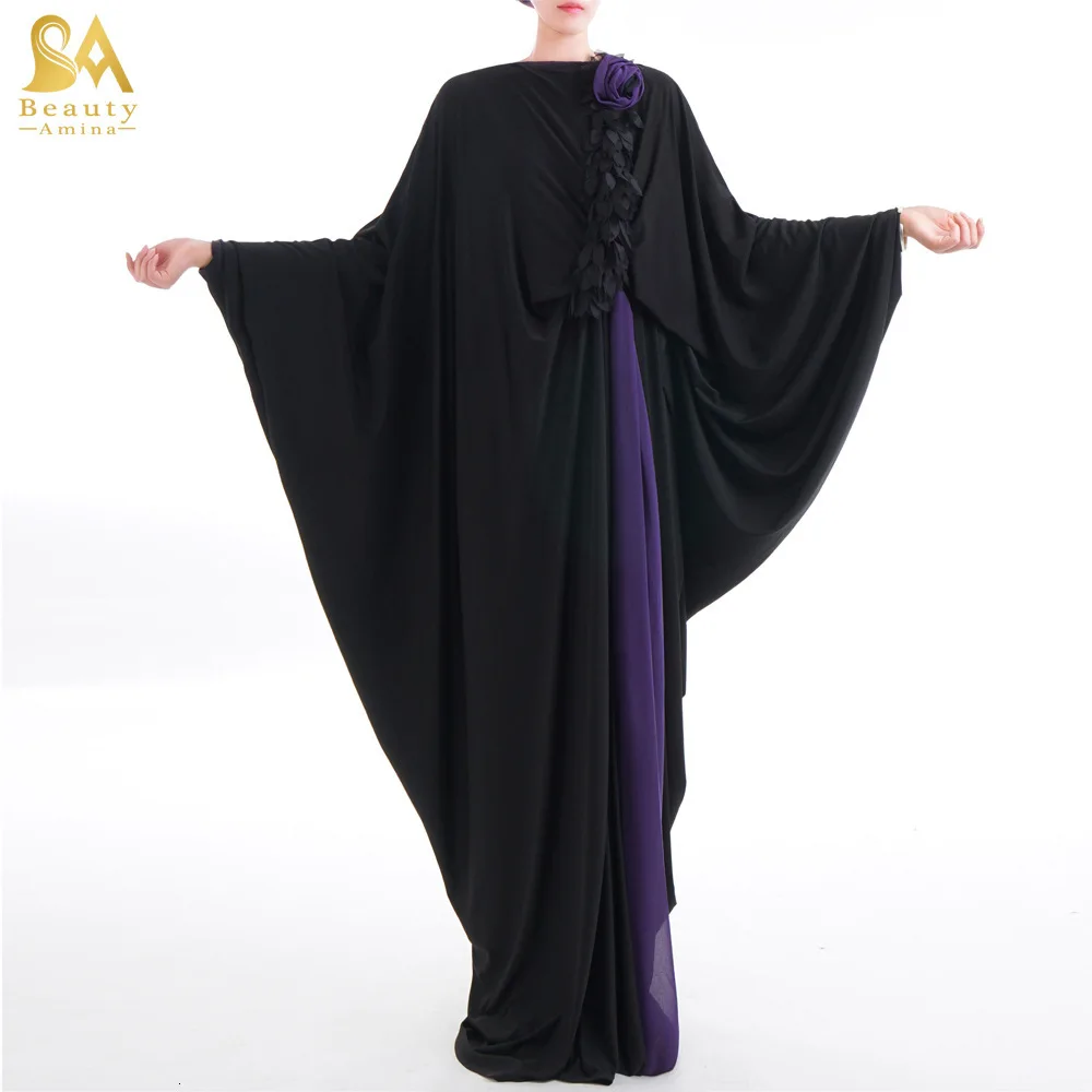 

Luxury Ruffles Appliques Abaya Bat Sleeve Muslim Maxi Dress Cardigan Long Robe Gowns Jubah Kimono Ramadan Arab Islamic Prayer