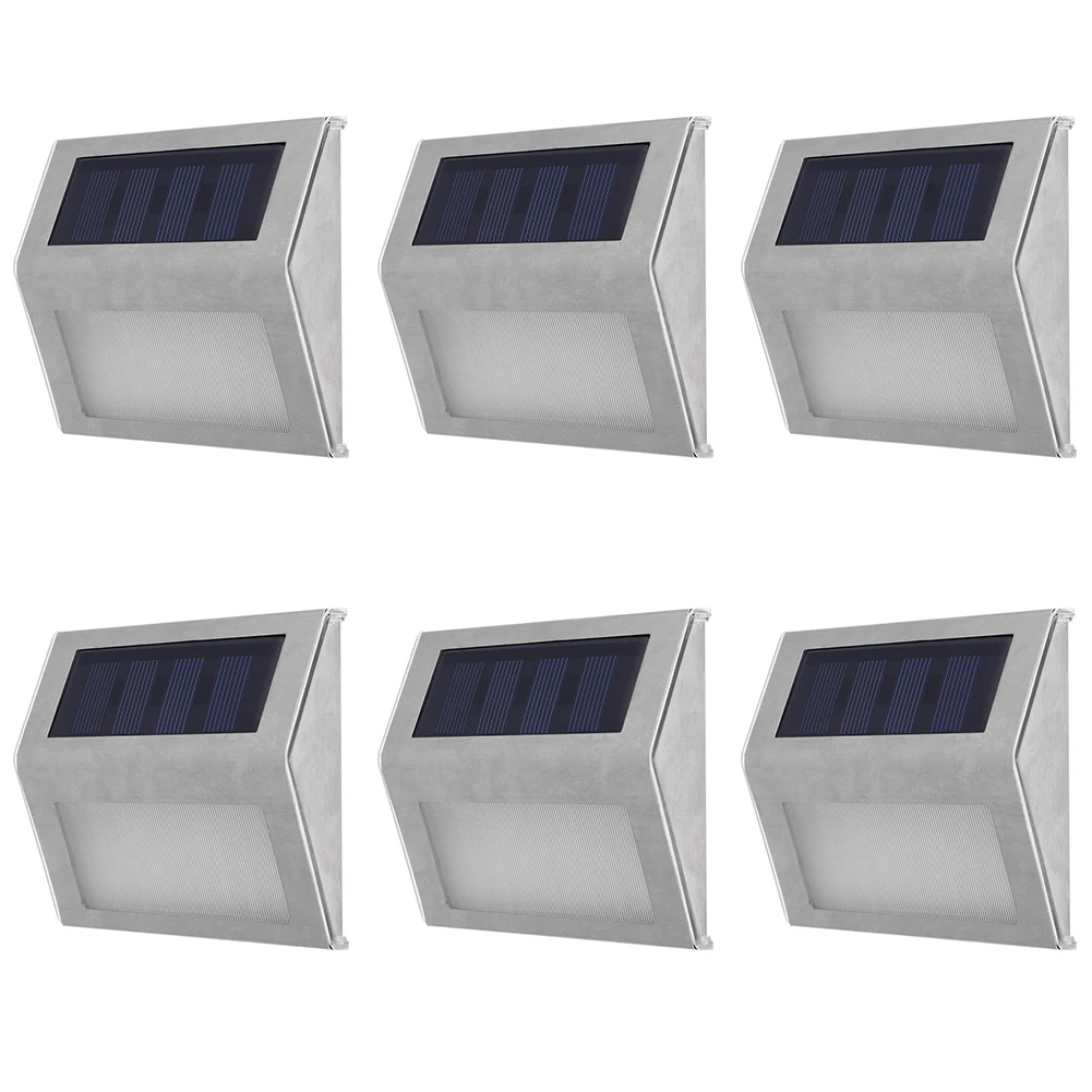

6pcs Modern Solar Powered Stair Light Porch Driveway Practical Outdoor Waterproof Garage With Screws Patio Stainless Steel