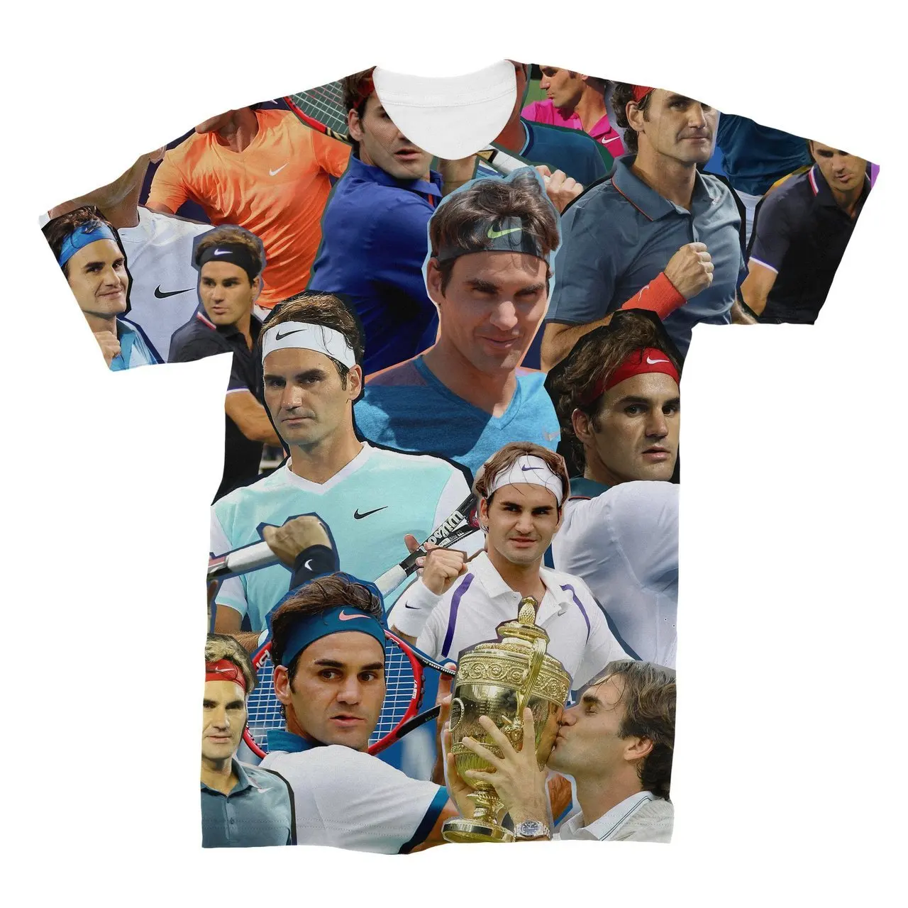 Roger Federer 3D Collage Face T-Shirt Color Printing Top Finn T-shirt 5XL | Мужская одежда