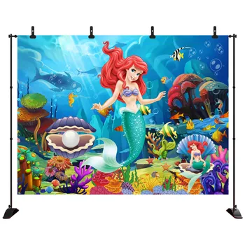 

photography Backdrop Mermaid Background Under Seabed Caslte Corals balloon Ariel Princess Cartoon Birthday Party Photo Prop