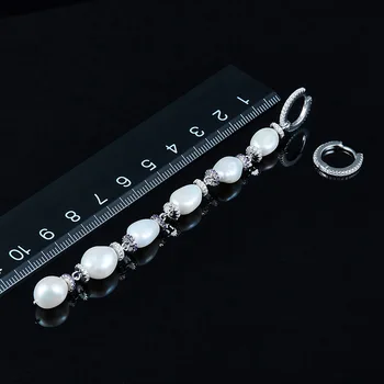 

MeibaPJ Real 925 Sterling Silver White Natural Freshwater Pearls Zircon Asymmetric Earrings Women Baroque Fine Fashion Jewelry