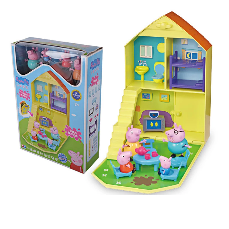 Peppa Pig House игрушки Джордж счастливая семья реальная сцена дом движение 4 Куклы Фигурки игрушки для детей Рождественский подарок
