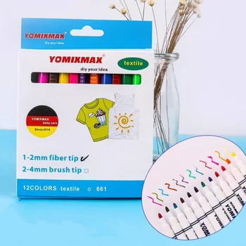 

12 Colors/Set T-shirt Textile Marker Fabric Paint Pen DIY Crafts Clothes Pigment Painting Pen School Home Graffiti Stationery
