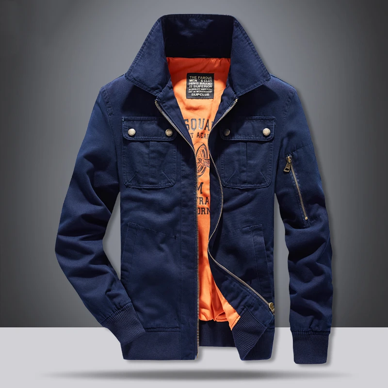 Военные мужские куртки Плюс Размер M-3XL 4XL jaqueta masculina повседневная куртка мужская однотонная куртка-ветровка с воротником