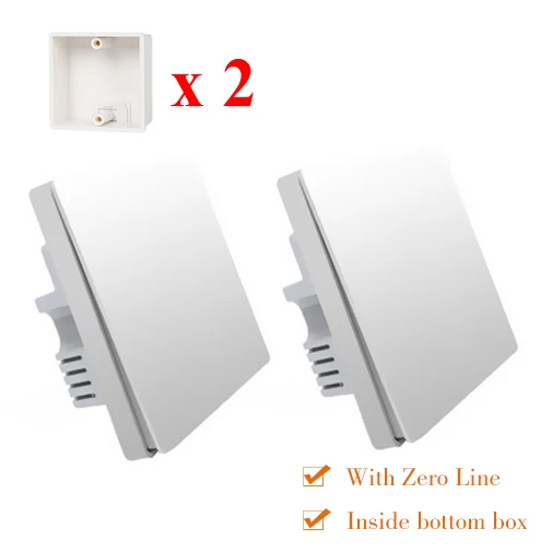 2pcs single inside Бесплатный подарок Xiaomi Aqara, умный светильник с управлением пожарной проволокой, с нулевой линией, двойной одноклавишный настенный выключатель ZiGBee, 2 версии, Mijia, приложение для управления - Цвет: 2pcs single inside