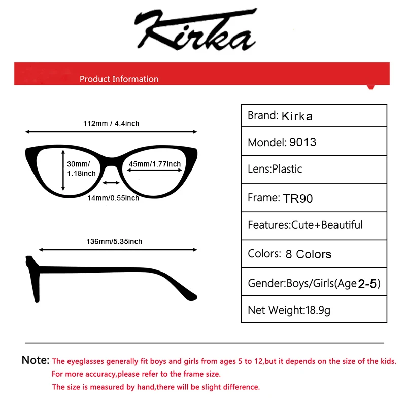 Kirka Children Eyeglasses Frames Full Rim Boy Girl Glasses TR90 Light Rectangle Flexible Kid Glasses Frame Non-slip Temples 9013 optical glasses frames