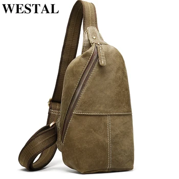 

WESTAL men's sling bag genuine leather shoulder bag for men's messenger crossbody bag vintage chest bag men's leather bags 4043