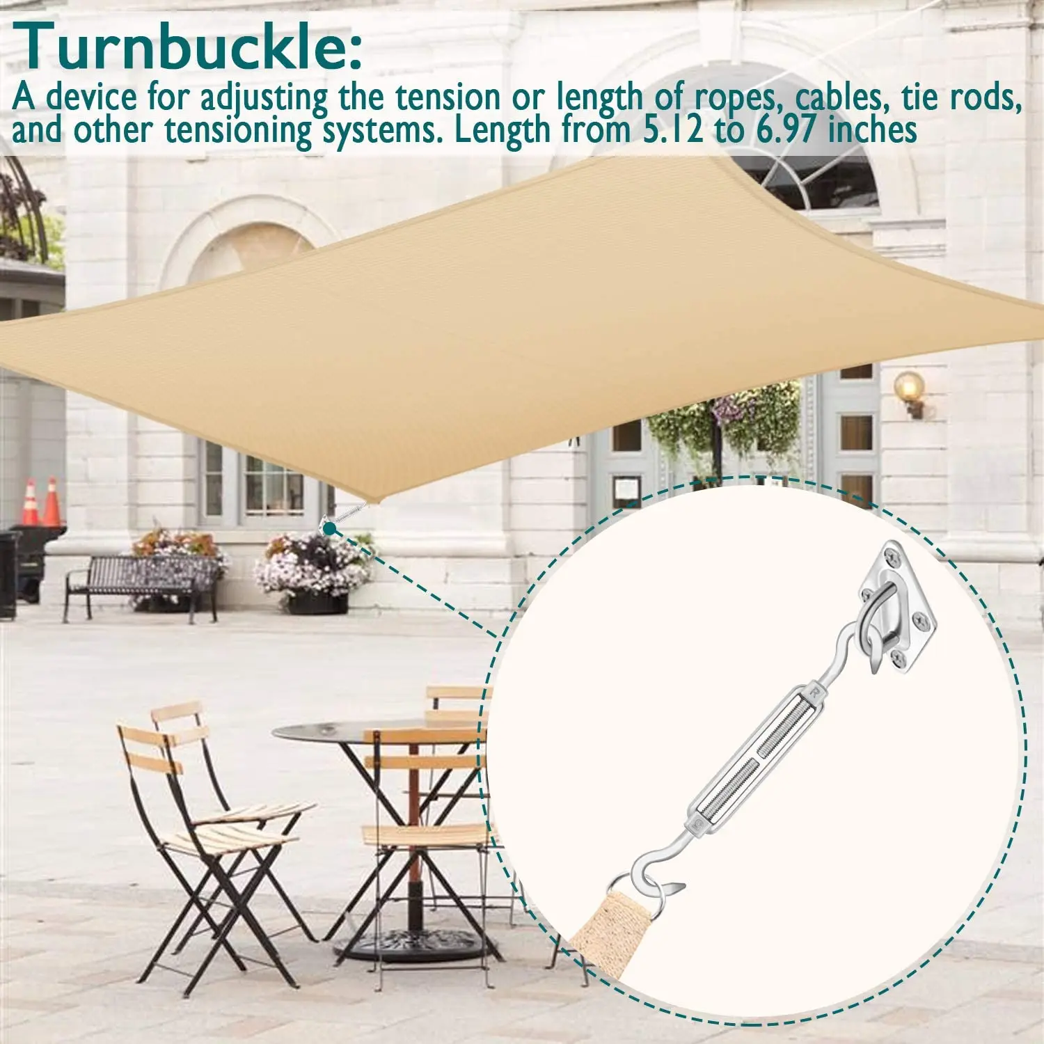 Sun Shade Sail Hardware Kit 304 Stainless Steel Rectangle Square Patio Hook Installation Kit Accessory for Outdoor sun shade hardware kit