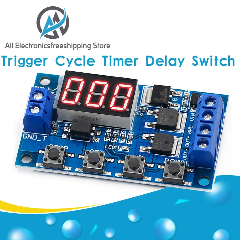 

DC 12V 24V Dual MOS LED Digital Time Delay Relay Trigger Cycle Timer Delay Switch Circuit Board Timing Control Module DIY