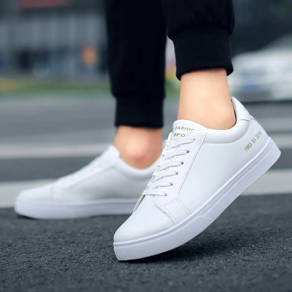 

2019 New Spring Tenis Feminino Lace-up White Shoes Woman Pu Leather Solid Color Female Shoes Casual Women Shoes Sneakers#J30