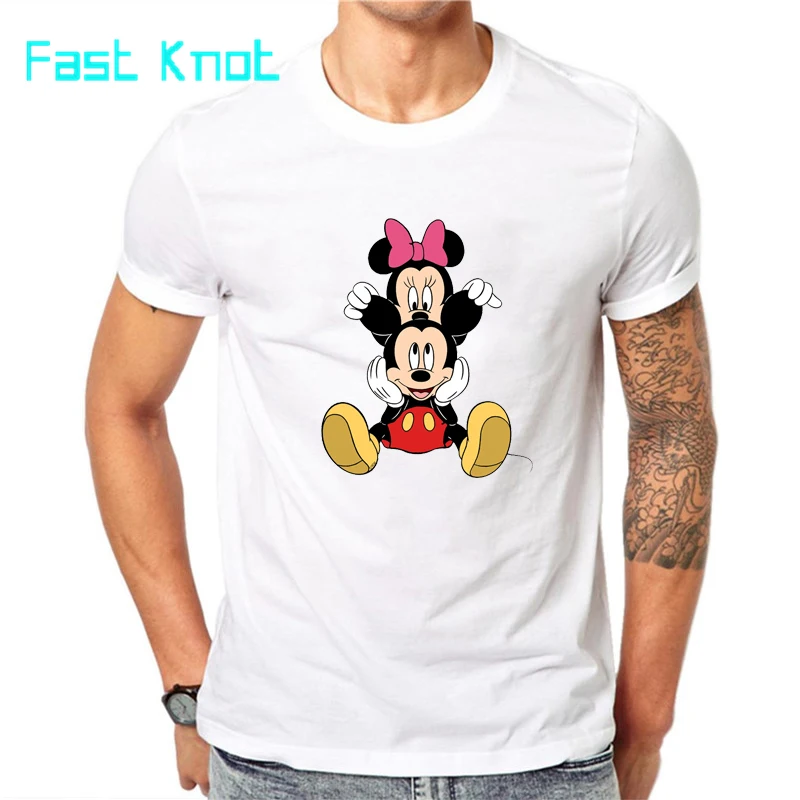 Camiseta/модная футболка для мужчин/женщин милая мужская одежда с принтом Микки