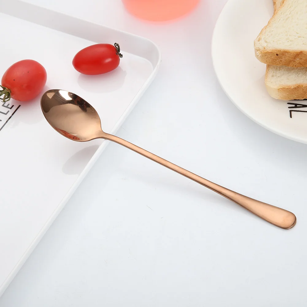 Нержавеющая Сталь Совок посуда с длинной ручкой Кофе Чай десерт Ложка столовая посуда для дома кафе EIG88