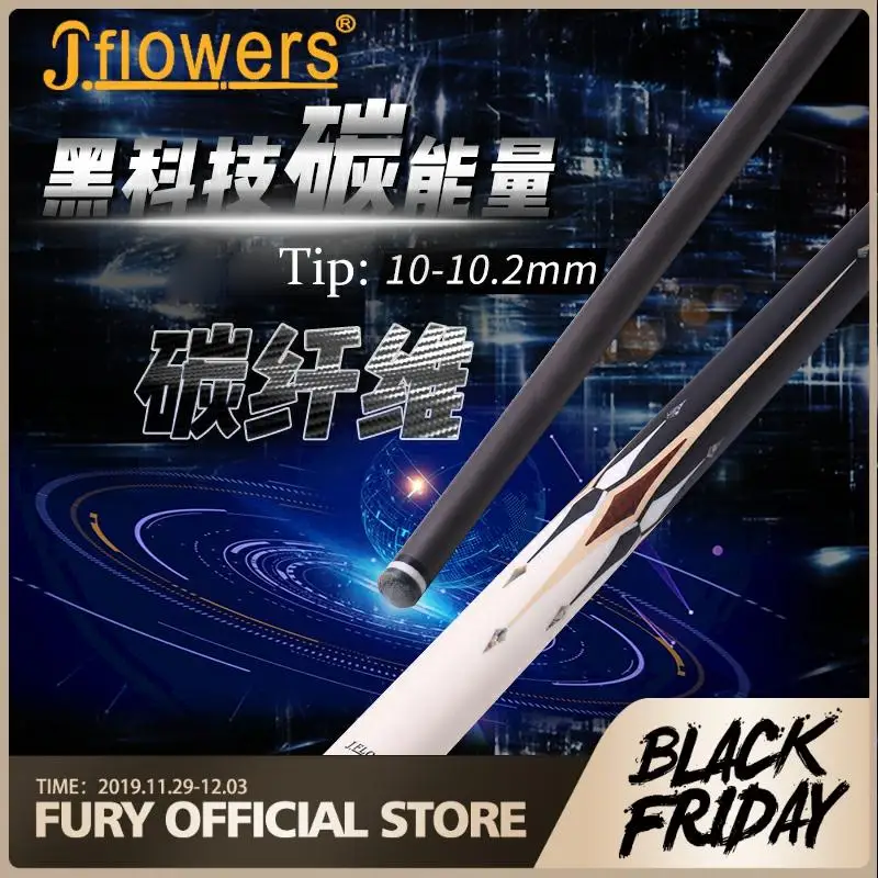 

Genuine JFLOWERS JSK-301F Snooker Cue Billiard Cue 10-10.2mm Tip Black Carbon Fiber Technology Professional Billiard 2019