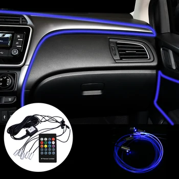 

LEEPEE 6 Meter RGB Car Atmosphere Lamps Fiber Optic Ambient Lamp Remote/App Control Car Interior Light Decorative Dashboard Door