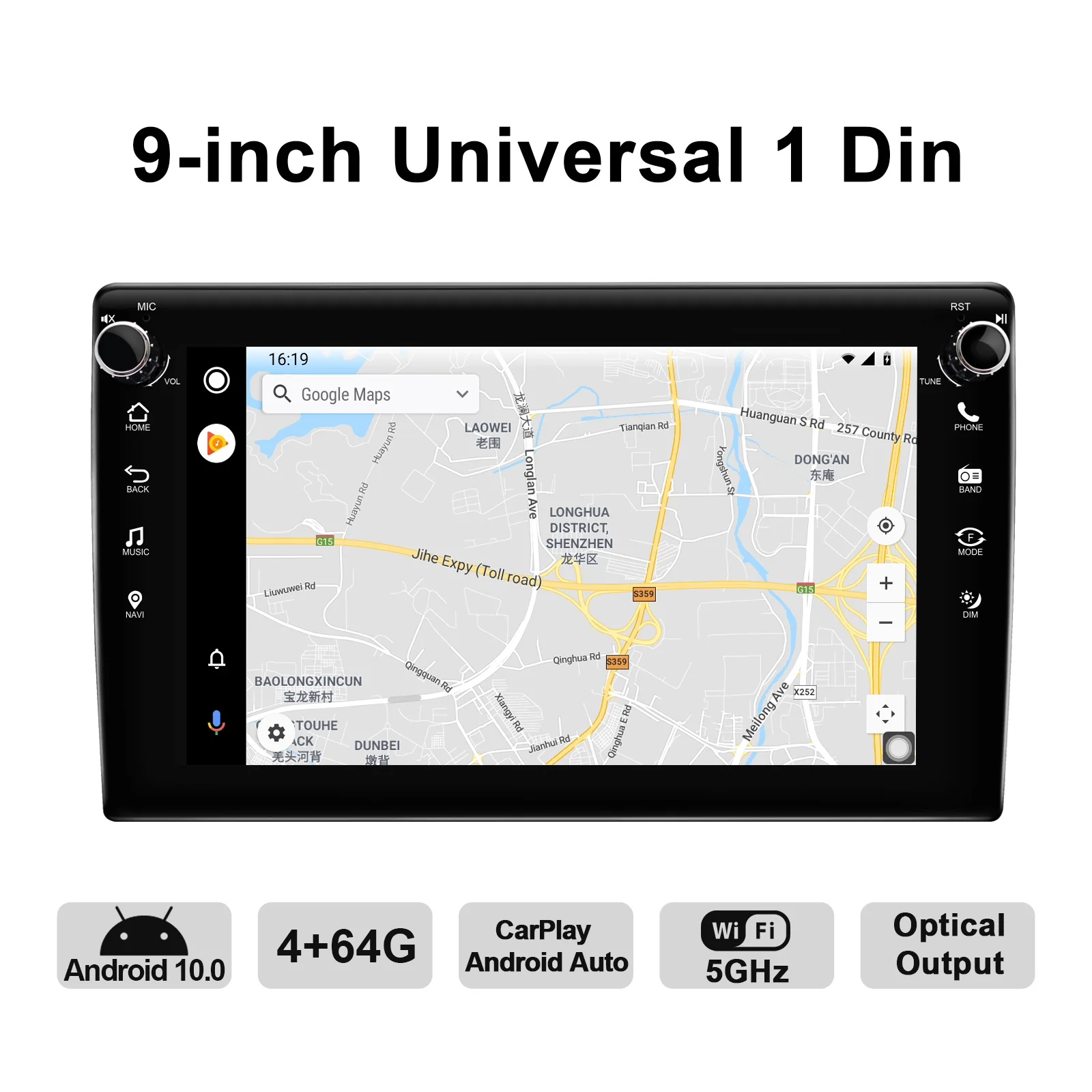 

JOYING Universal 1 din 9 inch IPS head unit 4GB support rear view camera/4G/Carplay/Android auto/Fast Boot car radio GPS video