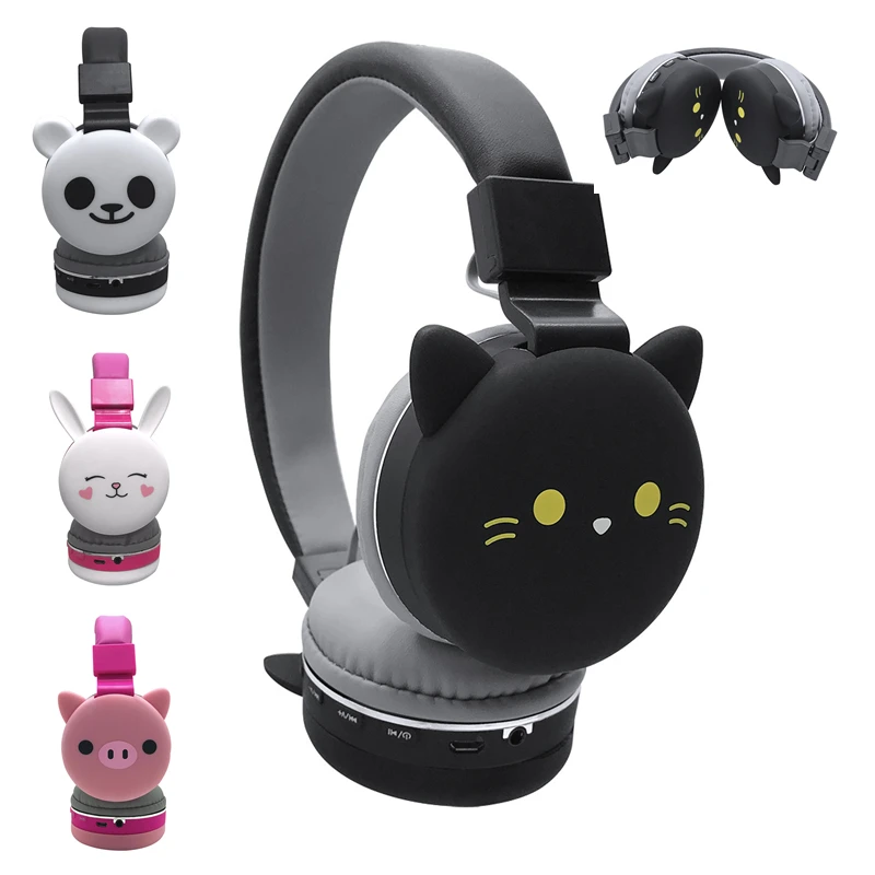 Cute Wireless Bluetooth Ear Headphones Earphone For Young People Kids Foldable Stereo Headset 3 5mm Plug With Mic FM Radio