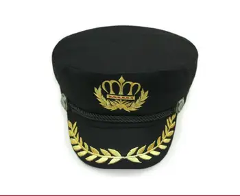 

Captain Hat Uniforms Costume Party Cosplay Stage Perform Flat Navy Military Cap For Adult Men Women