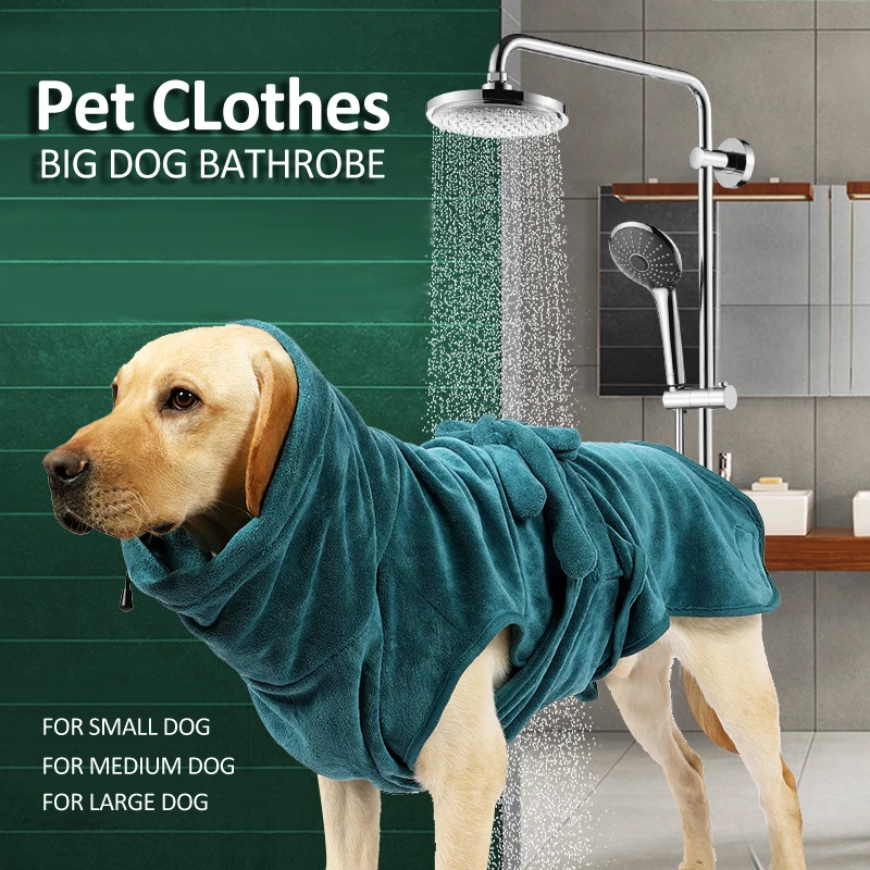 

Dog Bathrobe Pet Clothes Super Absorbent Dogs Bathing Suit Quick-Drying Pets Absorbent Bath Towel Warm Dog Clothing Homewear