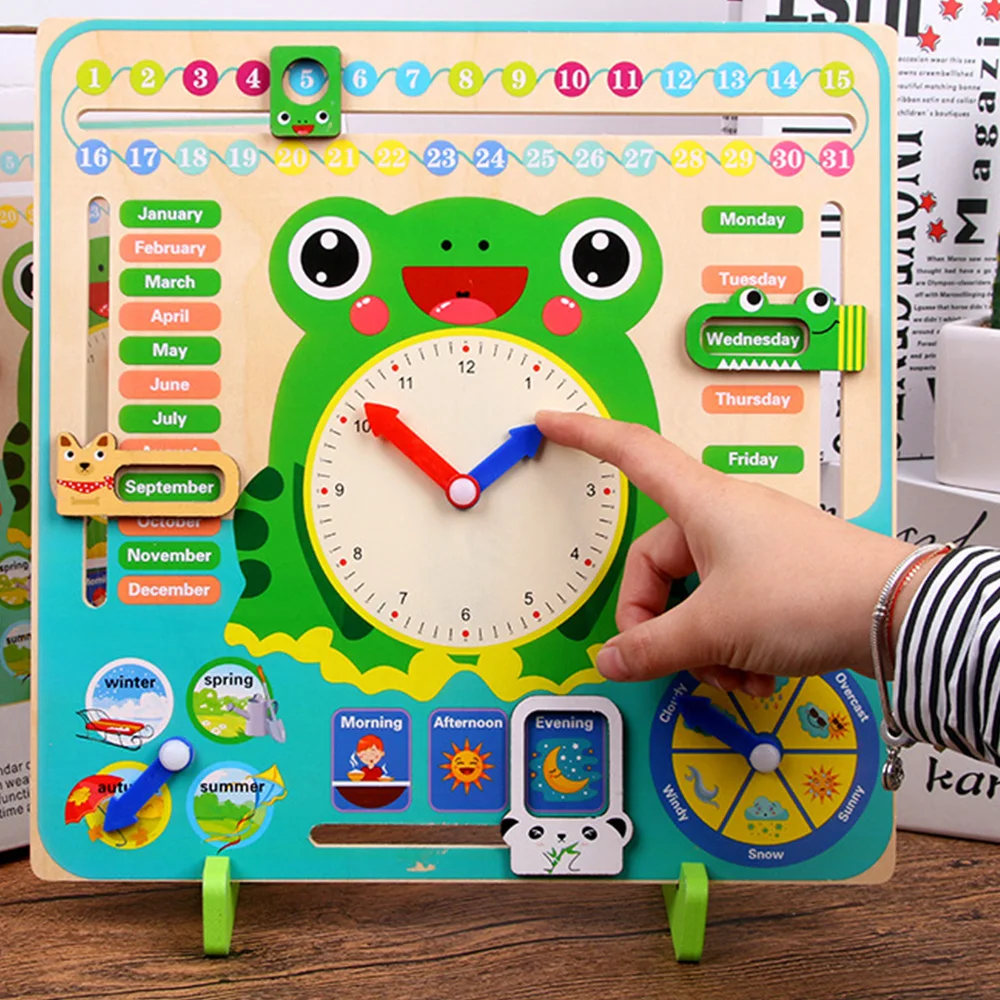 

Calendar & Time 7 in 1 clock cognitive toys Wooden Baby Weather Season Cognition Preschool Education Teaching Aids For Children