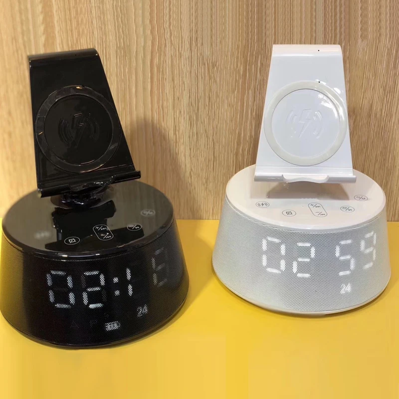 

V02 bluetooth speaker 10W 4400mAh multifunction alarm clock speaker wireless loudspeaker wireless charger