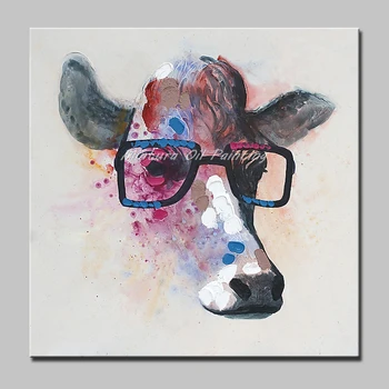 

Mintura Hand Painted Cow Animal Oil Painting On Canvas Abstract Picture Modern Pop Art Wall Paintings For Living Room Home Decor