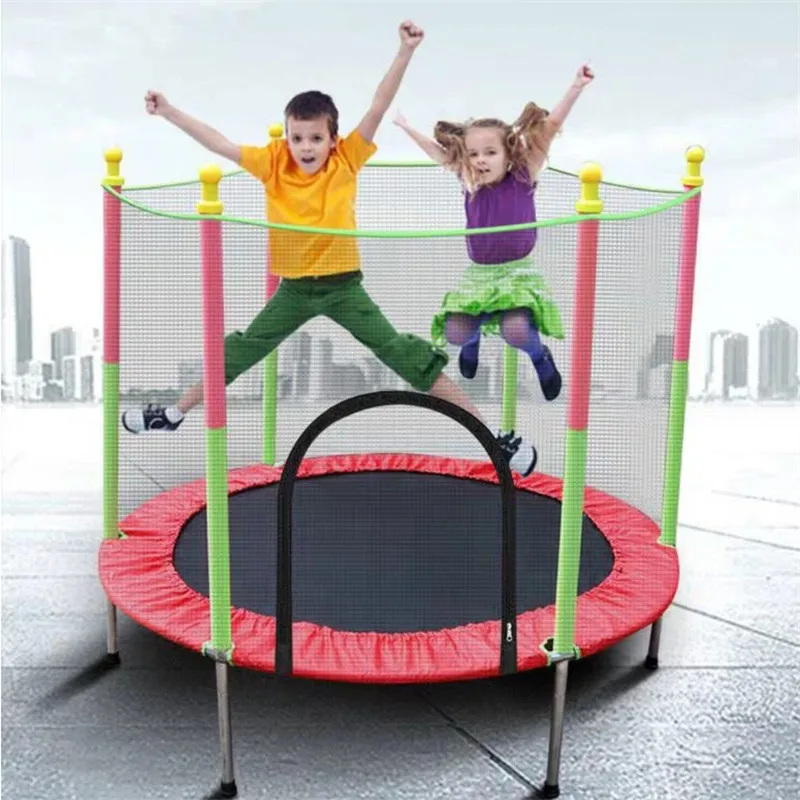 US $146.38 Trampoline for Kids Round 55inch Thickened Steel Pipe Jumping Fitness Trampoline with Protective Net Kids Gym EquipmentnbspBouncer