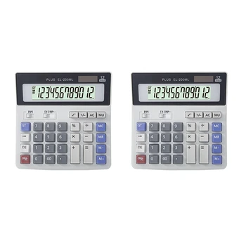 

2PCS Calculator Electronic Office Calculator 12 Digits Large Buttons Calculator Muti-Functional Calculator