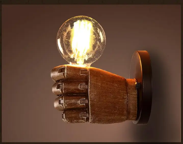 Fist resin bedroom bedside decorative wall lamp LOFT retro creative restaurant bar corridor wall lamp lighting