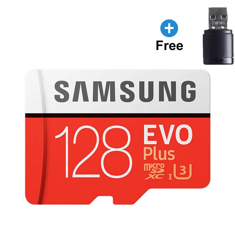SAMSUNG карта памяти Micro SD Card 64 Гб карты памяти EVO Plus 512 ГБ 100 МБ/с. C10 128 ГБ TF карта, 32 ГБ, 256 ГБ USB Флеш накопитель для смартфона - Емкость: 128GB-Card Reader