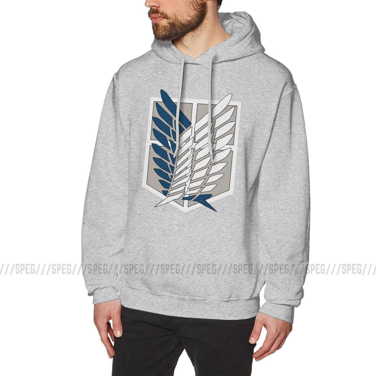 Мужская толстовка Wings Of Freedom AoT Attack On Titan, хлопок, оригинальные винтажные толстовки, Аниме Манга, топы с капюшоном - Цвет: Серый