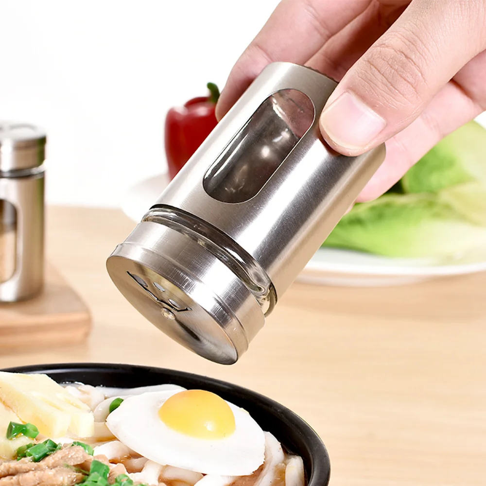 

Kitchen Tools Spice Jar Stainless Steel Glass Pepper Shaker Bottle Seasoning Condiment Seal Storage Bottles Cooking 82*50mm