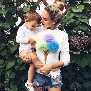 

Women Fashion Hooded Long Sleeve Pom Causal Pom Round Neck Patchwork Sweatshirt Winter