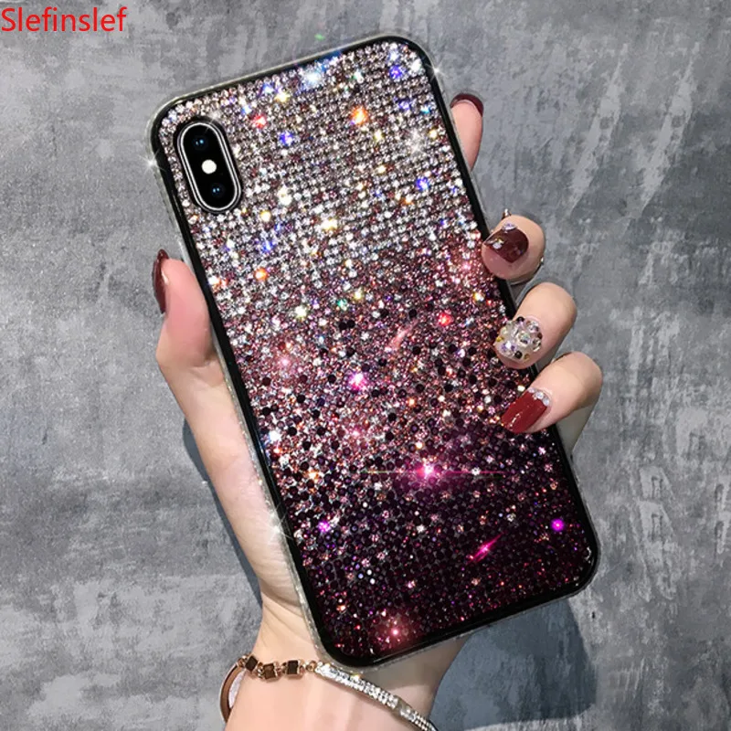 Роскошный блестящий чехол для телефона с постепенной сменой драгоценных камней