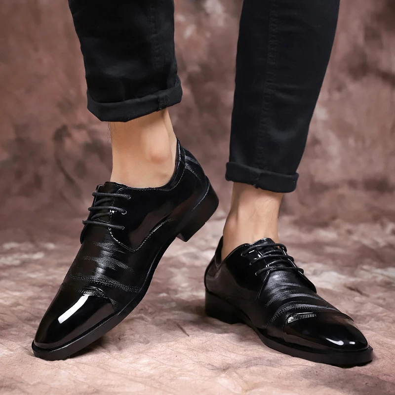 Новые Мужские модельные туфли из волокнистой кожи мужские свадебные модельные туфли комфортные дышащие мужские туфли для торжеств Большие размеры 38-48