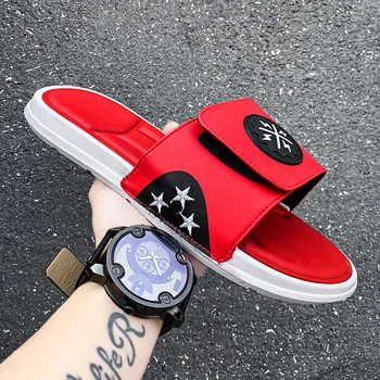 

Summer Outdoor red Beach Men Sandals Men Comfortable Sandals Man's Beach Slippers Non-Slip Soft Rubber Men's Water Shoes