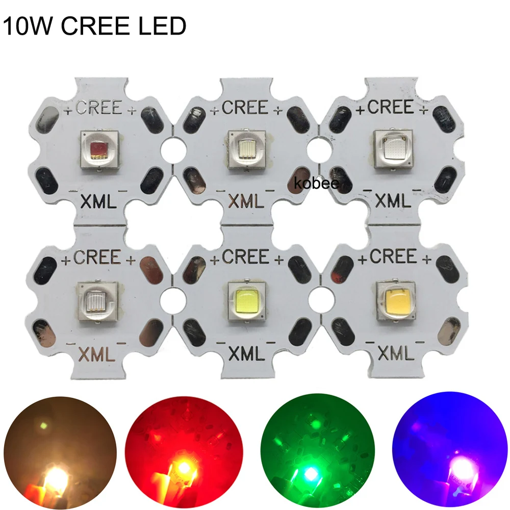1 шт. CREE XML XM L T6 LED U2 10 Вт Холодный белый Теплый синий красный зеленый УФ