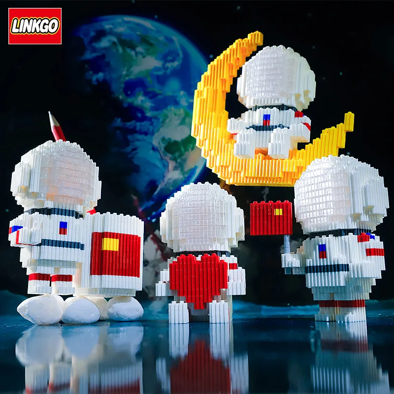 LINKGO модные строительные блоки кирпичи игрушки Дети Луна астронавт 3D Фигурки пазл