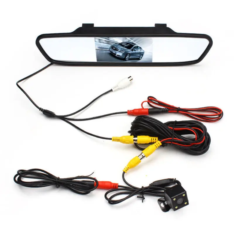 Podofo Car Dvr Camera Auto 4.3" Car Rearview Mirror Monitor Video Auto Parking Kit 4 LED Night Vision Reversing Car-styling