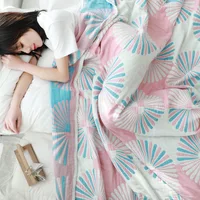 HOLAROOM Cotton Gauze Towel Muslin Blanket Throw Plaid Print Blankets Adults on The/Bed/Sofa/Plane/Travel Bedspread Coverings 2