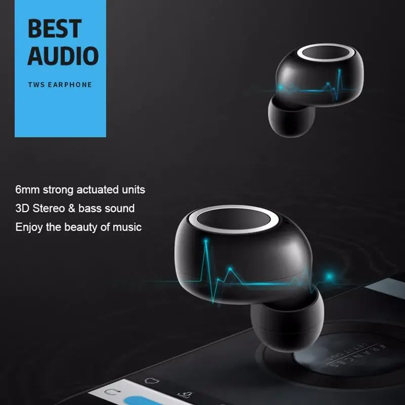 D015 Bluetooth V5.0 наушники TWS отпечатков пальцев Touch control наушники 3D стерео звук с двойным микрофоном громкой связи 500 мАч