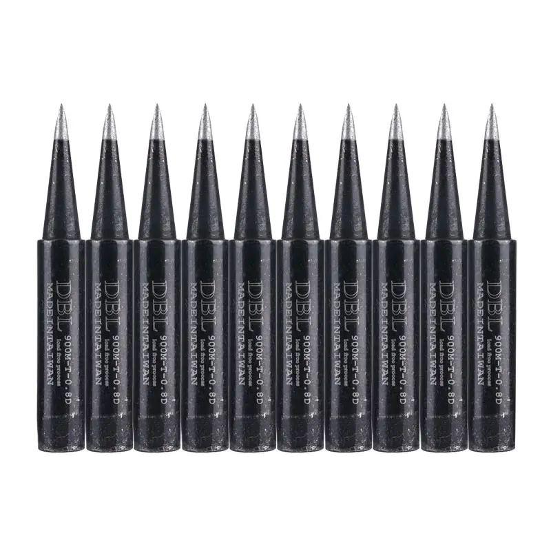 10Pcs/Lot Lead-free Black Soldering Iron Tips 900M-T-0.8D Replaceable Solder Tips For 936 Soldering Station