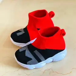 Осенние детские для маленьких мальчиков повседневные кроссовки для девочек Обувь с дышащей сеткой вязаная обувь для детей Детские