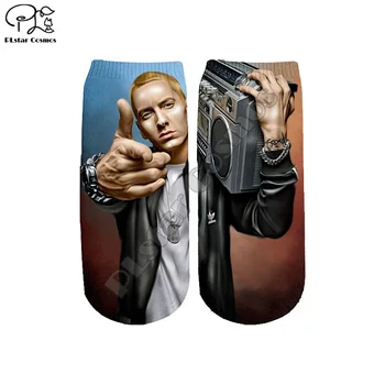 

PLstar Cosmos Tupac 2puc XXXTentacion Eminem 90's rapper HipHop 3DPrint Women/men/boy/girl Summer Autumn Short Ankle Socks A-12
