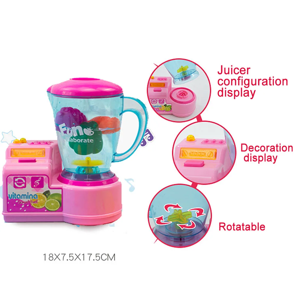 Small Simulation Fruit Juicer Mixer LED Music Kids Girls Pretend Play Kitchen Appliance Toy Gift Set