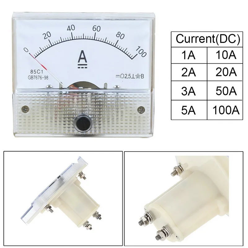 1Pcs High Accuracy DC Plastic Analog Panel Voltage Gauge Meter 1A 2A 3A 5A 10A 20A 50A 100A Mechanical Current | Инструменты