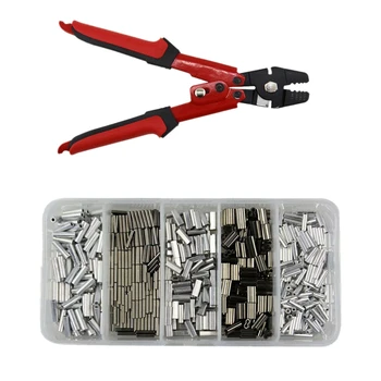 

FUNN-Wire Rope Swager Crimpers Fishing Plier with 500Pcs Crimp Sleeves Kit