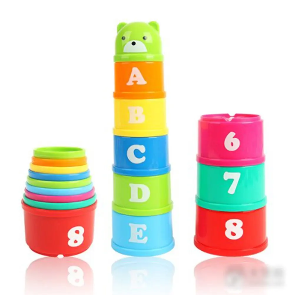 8PCS Stacking Cups Educational Baby Toys Bathtub Toys Figures Letters Stack Cup Tower Children Early Intelligence