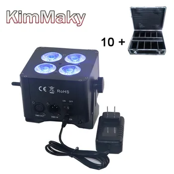 

10 pieces + charging case led uplighting mini 4X18w battery wireless with remote for maky mini par