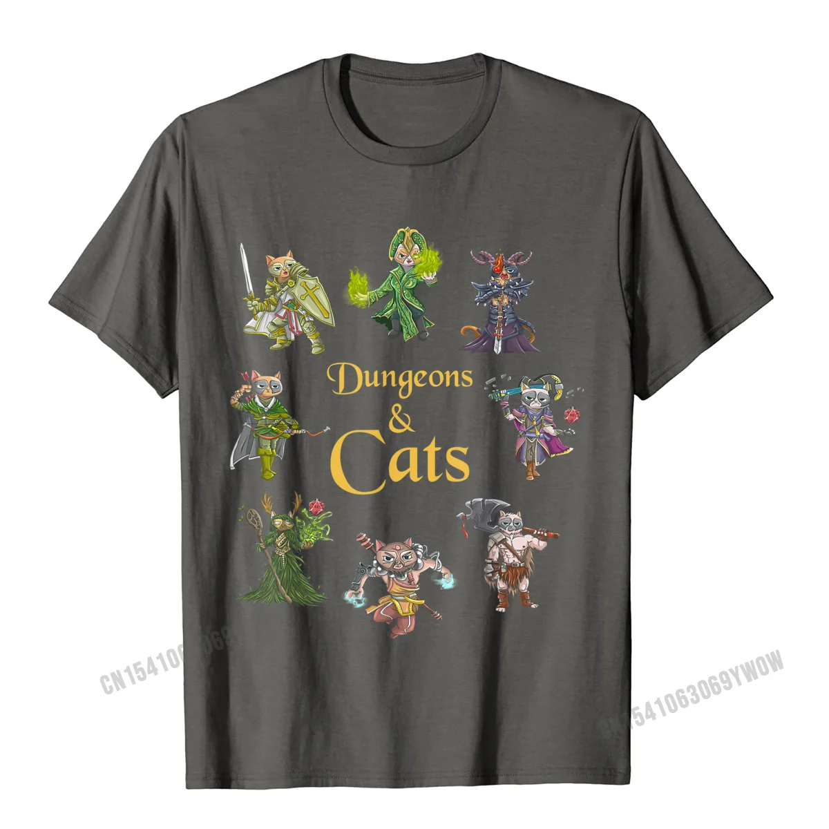 High Quality Men's T Shirt Crewneck Short Sleeve Cotton Fabric Print Tops & Tees Summer Tops T Shirt Wholesale Dungeons And Cats Funny Cute Tabletop Gaming Geek Roleplay T-Shirt__922 carbon