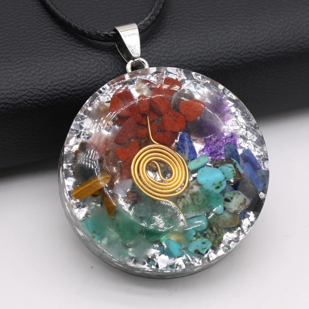 6PCS Wholesale Natural Stone 7 Chakra Irregular Shape Pendant Necklace Crafts For Woman Jewelry MakingDIY Necklace Charm Gift